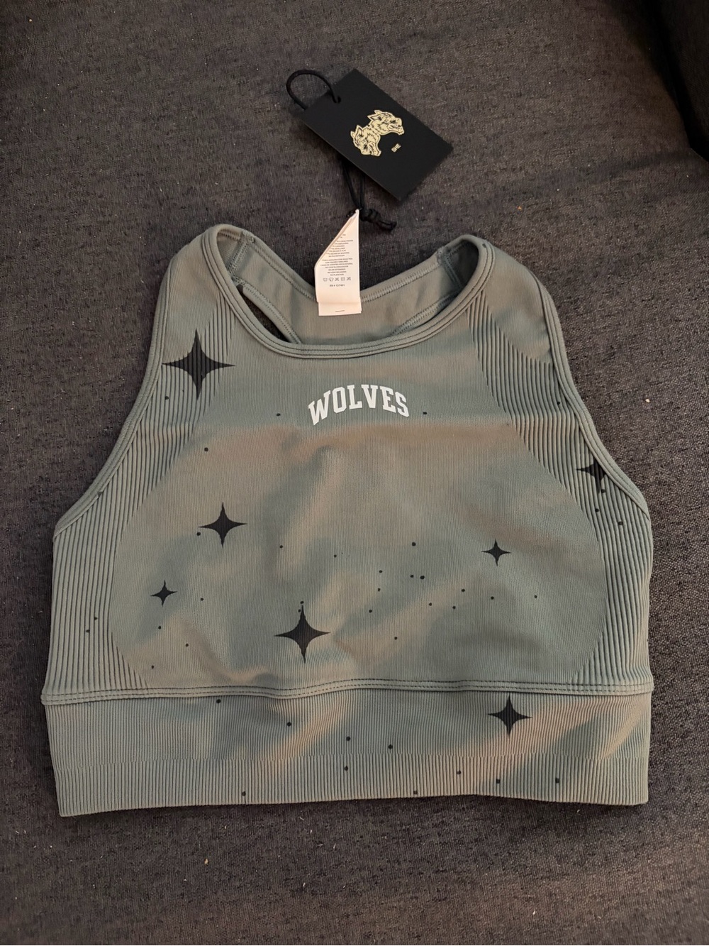 Darc Sport Sage Green 'Wolves' High-Neck Sports Crop